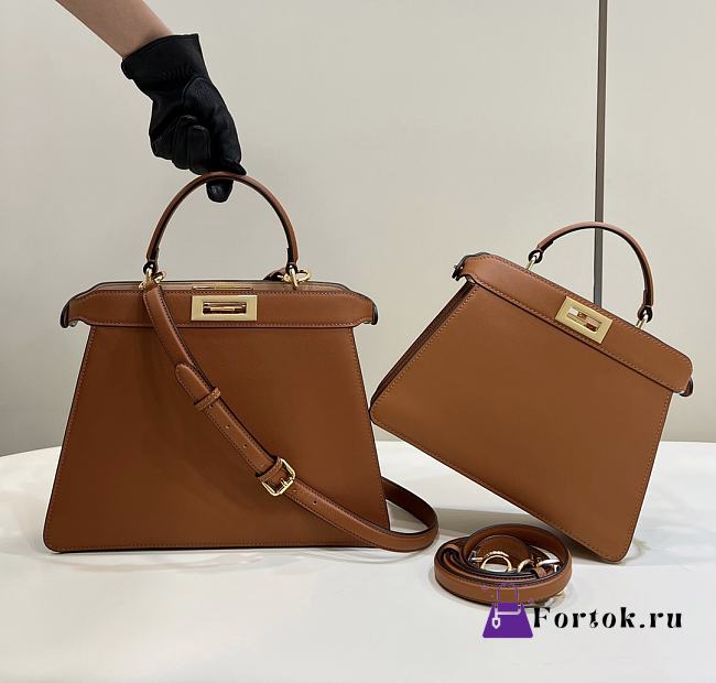 Fendi Peekaboo ISeeU Brown Leather Bag 70193 33×12×25cm - 1