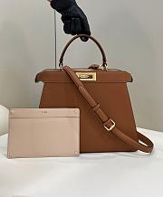 Fendi Peekaboo ISeeU Brown Leather Bag 70193 33×12×25cm - 3