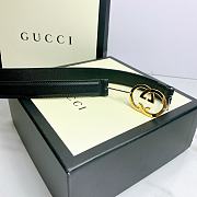Gucci Interlocking G Buckle Calfskin Leather Belt in Black - 2