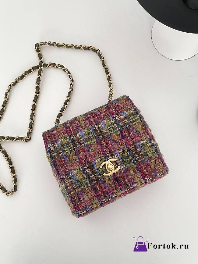 Chanel Mini Flap Tweed & Gold Metal Bag in Multicolour - 1
