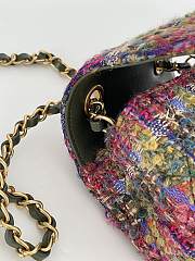 Chanel Mini Flap Tweed & Gold Metal Bag in Multicolour - 6