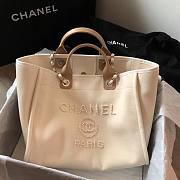 Chanel Tote Canvas Bag With Pearls in White 30x39cm - 1