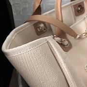 Chanel Tote Canvas Bag With Pearls in White 30x39cm - 6