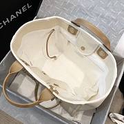 Chanel Tote Canvas Bag With Pearls in White 30x39cm - 5