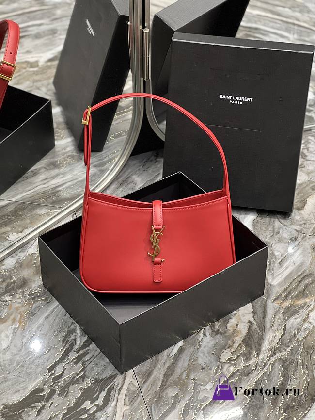 Saint Laurent Le5A7 Hobo Shoulder Bag in Red - 1