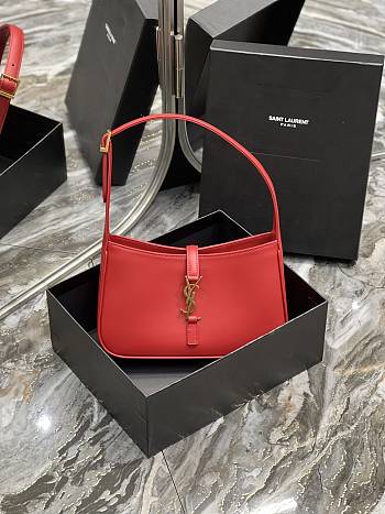 Saint Laurent Le5A7 Hobo Shoulder Bag in Red