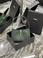 Saint Laurent Le5A7 Hobo Shoulder Bag in Crocodile-Embossed Leather-Green - 1