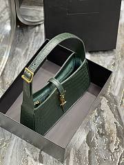 Saint Laurent Le5A7 Hobo Shoulder Bag in Crocodile-Embossed Leather-Green - 5