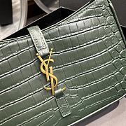 Saint Laurent Le5A7 Hobo Shoulder Bag in Crocodile-Embossed Leather-Green - 3