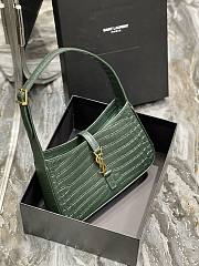 Saint Laurent Le5A7 Hobo Shoulder Bag in Crocodile-Embossed Leather-Green - 4