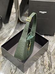 Saint Laurent Le5A7 Hobo Shoulder Bag in Crocodile-Embossed Leather-Green - 2