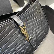 Saint Laurent Le5A7 Hobo Shoulder Bag in Crocodile-Embossed Leather-Black - 5