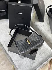 Saint Laurent Le5A7 Hobo Shoulder Bag in Crocodile-Embossed Leather-Black - 3