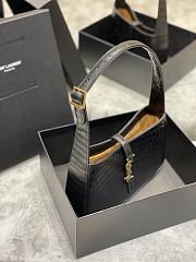 Saint Laurent Le5A7 Hobo Shoulder Bag in Crocodile-Embossed Leather-Black - 4