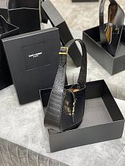 Saint Laurent Le5A7 Hobo Shoulder Bag in Crocodile-Embossed Leather-Black - 2