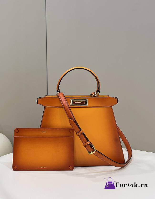 Fendi Peekaboo ISeeU Orange Leather Bag 70193 33×12×25cm - 1