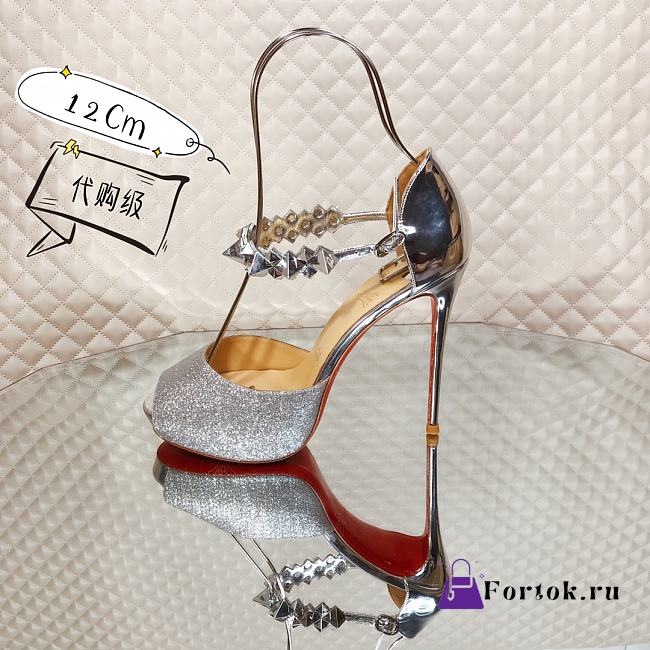 Christian Louboutin Glitter Silver High Heels 12cm - 1