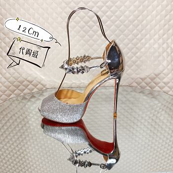 Christian Louboutin Glitter Silver High Heels 12cm