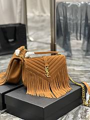 Saint Laurent Medium Chain Bag In Brown With Fringes 24x17x6cm - 6