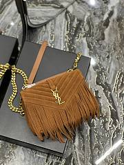 Saint Laurent Medium Chain Bag In Brown With Fringes 24x17x6cm - 3