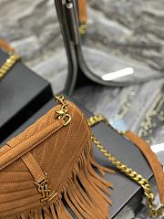 Saint Laurent Medium Chain Bag In Brown With Fringes 24x17x6cm - 2