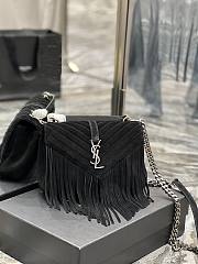 Saint Laurent Medium Chain Bag In Black With Fringes 24x17x6cm - 3