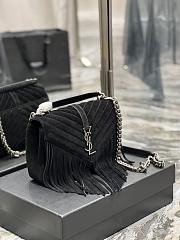 Saint Laurent Medium Chain Bag In Black With Fringes 24x17x6cm - 2