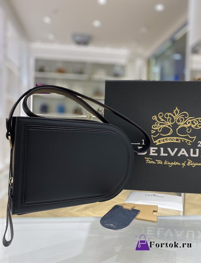 Delvaux Pin Cross Over Zele Calf Shoulder Bag in Black 23x6x15cm - 1