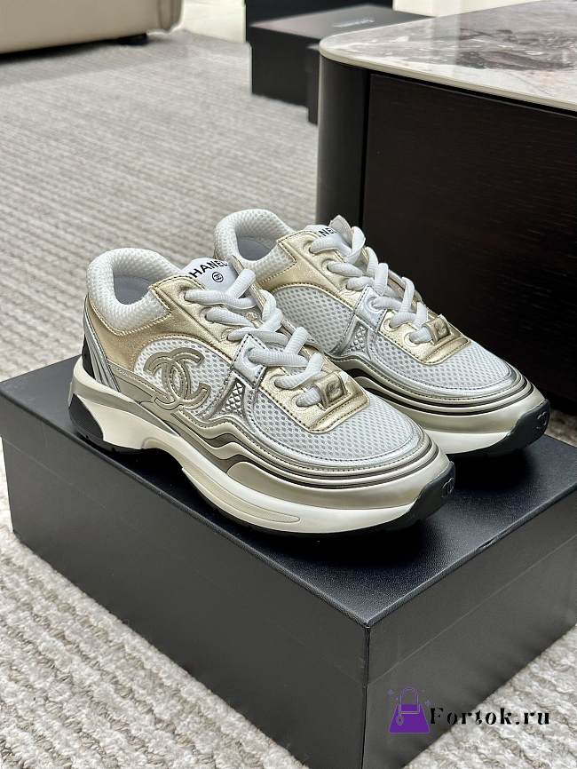 Chanel 2023 Cruise Gold Low Top Sneaker Shoes - 1