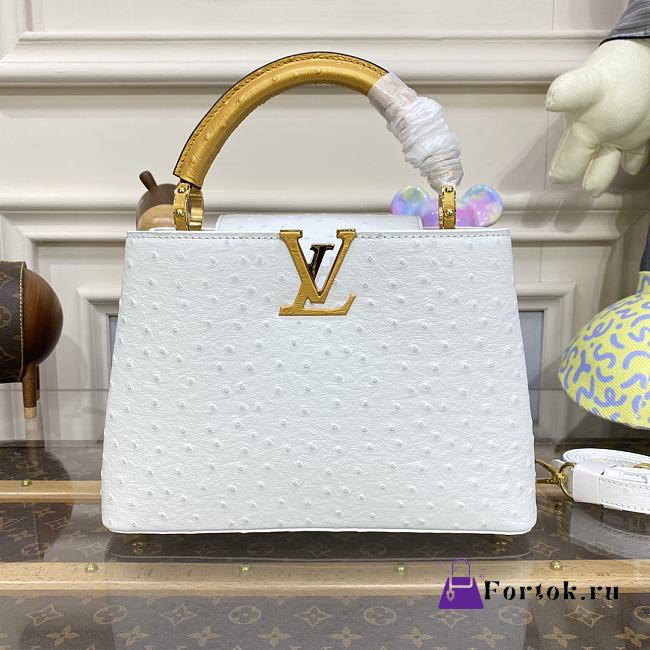 Louis Vuitton Capucines BB Taurillon Leather Bag in White M93483 27x18x9cm - 1