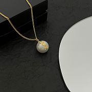 Saint Laurent Bronze Gold YSL Pearl Necklace - 2