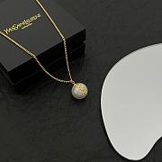 Saint Laurent Bronze Gold YSL Pearl Necklace - 5