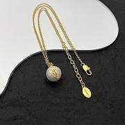 Saint Laurent Bronze Gold YSL Pearl Necklace - 4