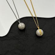 Saint Laurent Bronze Gold YSL Pearl Necklace - 6