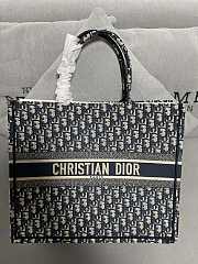 Dior Book Tote Bag Obique Embroidery in Blue 42x35x18.5cm - 1