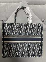 Dior Book Tote Bag Obique Embroidery in Blue 42x35x18.5cm - 2