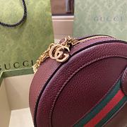 Gucci Ophidia Mini Round Leather Shoulder Bag in Red 18x18x4.5cm - 4