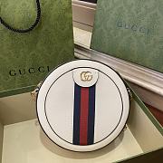 Gucci Ophidia Mini Round Leather Shoulder Bag in White 18x18x4.5cm - 1