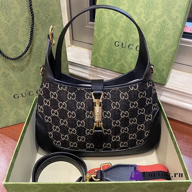 Gucci Jackie 1961 Small Shoulder Black Leather Bag 28x19x4.5cm - 1