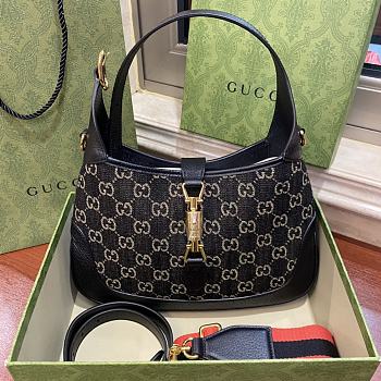 Gucci Jackie 1961 Small Shoulder Black Leather Bag 28x19x4.5cm