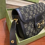 Gucci Horsebit 1955 Shoulder Bag Black and Ivory GG Denim Jacquard 25x18x8cm - 4