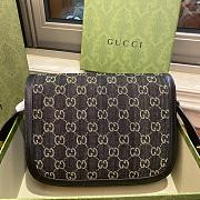 Gucci Horsebit 1955 Shoulder Bag Black and Ivory GG Denim Jacquard 25x18x8cm - 3