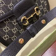 Gucci Horsebit 1955 Shoulder Bag Black and Ivory GG Denim Jacquard 25x18x8cm - 2