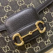 Gucci Horsebit 1955 Shoulder Bag Black and Ivory GG Denim Jacquard 25x18x8cm - 5