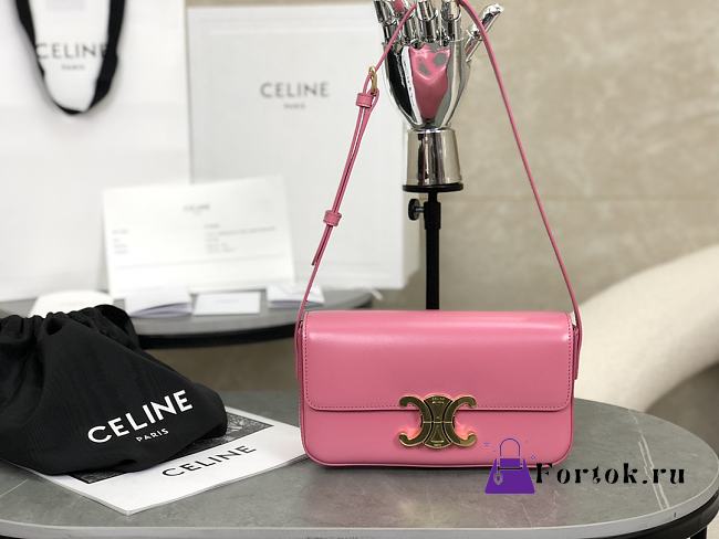 Celine Triomphe Shoulder Bag in Pink 20x10x4cm - 1