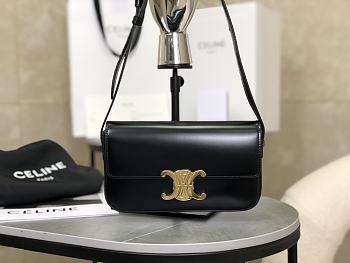 Celine Triomphe Shoulder Bag in Black 20x10x4cm