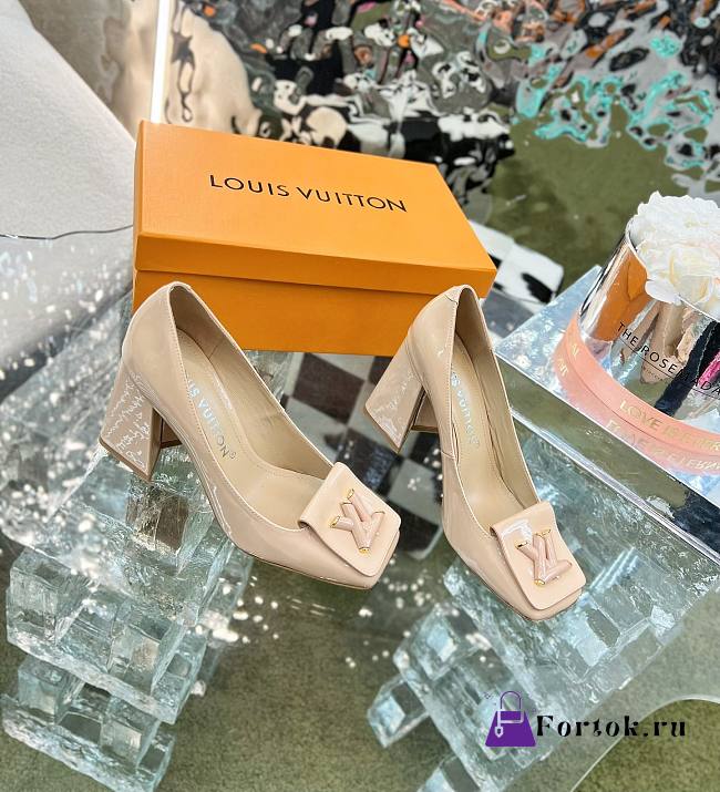 Louis Vuitton Square-Toed High Heel Shoes in Beige - 1