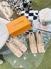 Louis Vuitton Square-Toed High Heel Shoes in Beige - 6