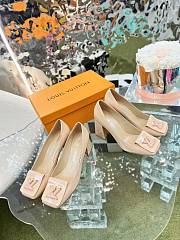 Louis Vuitton Square-Toed High Heel Shoes in Beige - 5