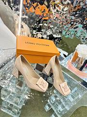Louis Vuitton Square-Toed High Heel Shoes in Beige - 2